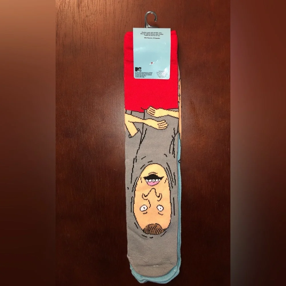 BEAVIS AND BUTT-HEAD NOVELTY CREW SOCKS NWT MEN’S SHOE SIZE 6.5-12